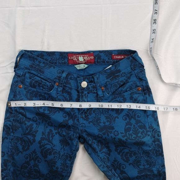 Lucky Brand Charlie Skinny Blue Floral Print Denim Jeans - Picture 14 of 15